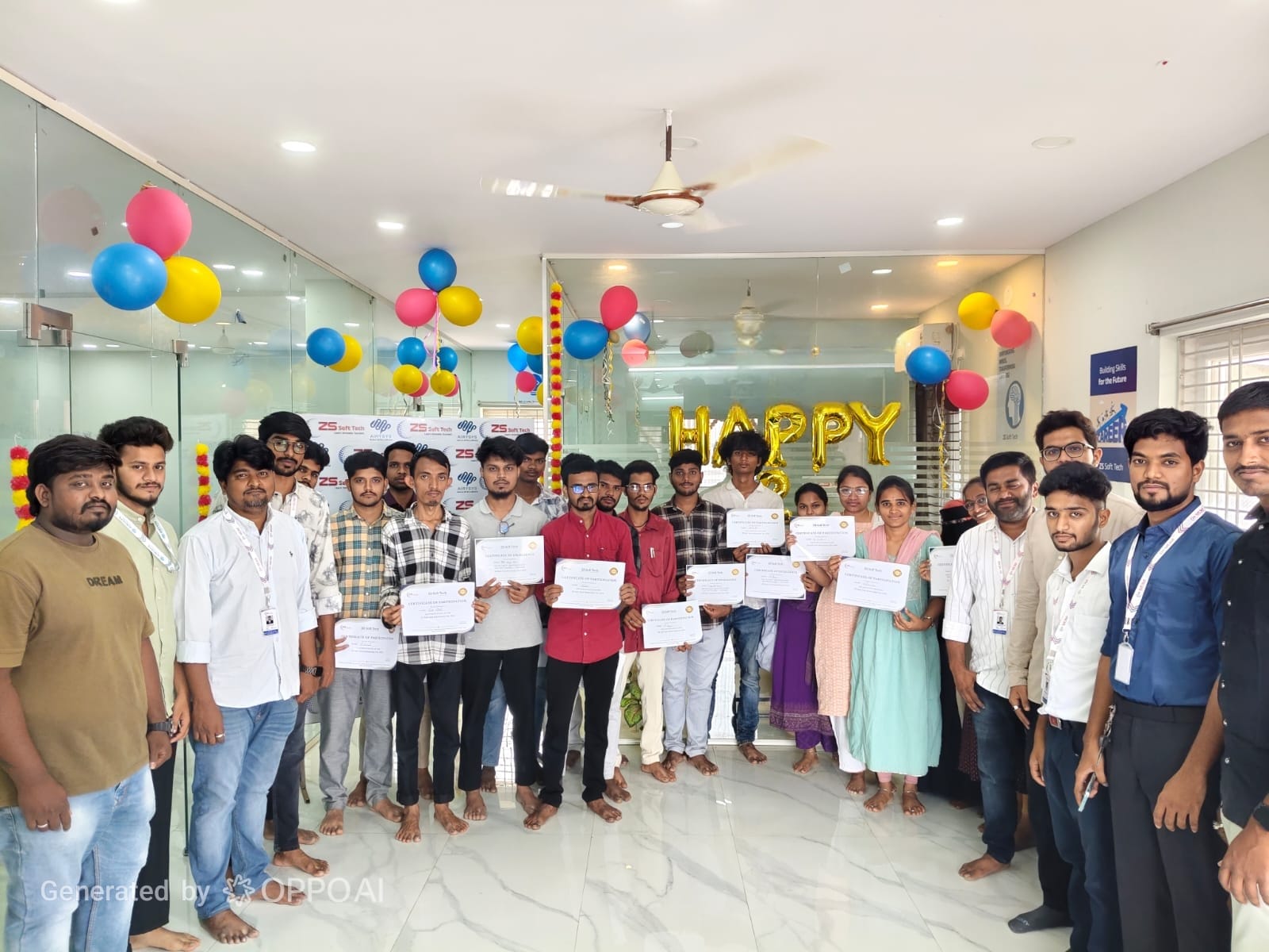 Large internship batch in a classroom training session