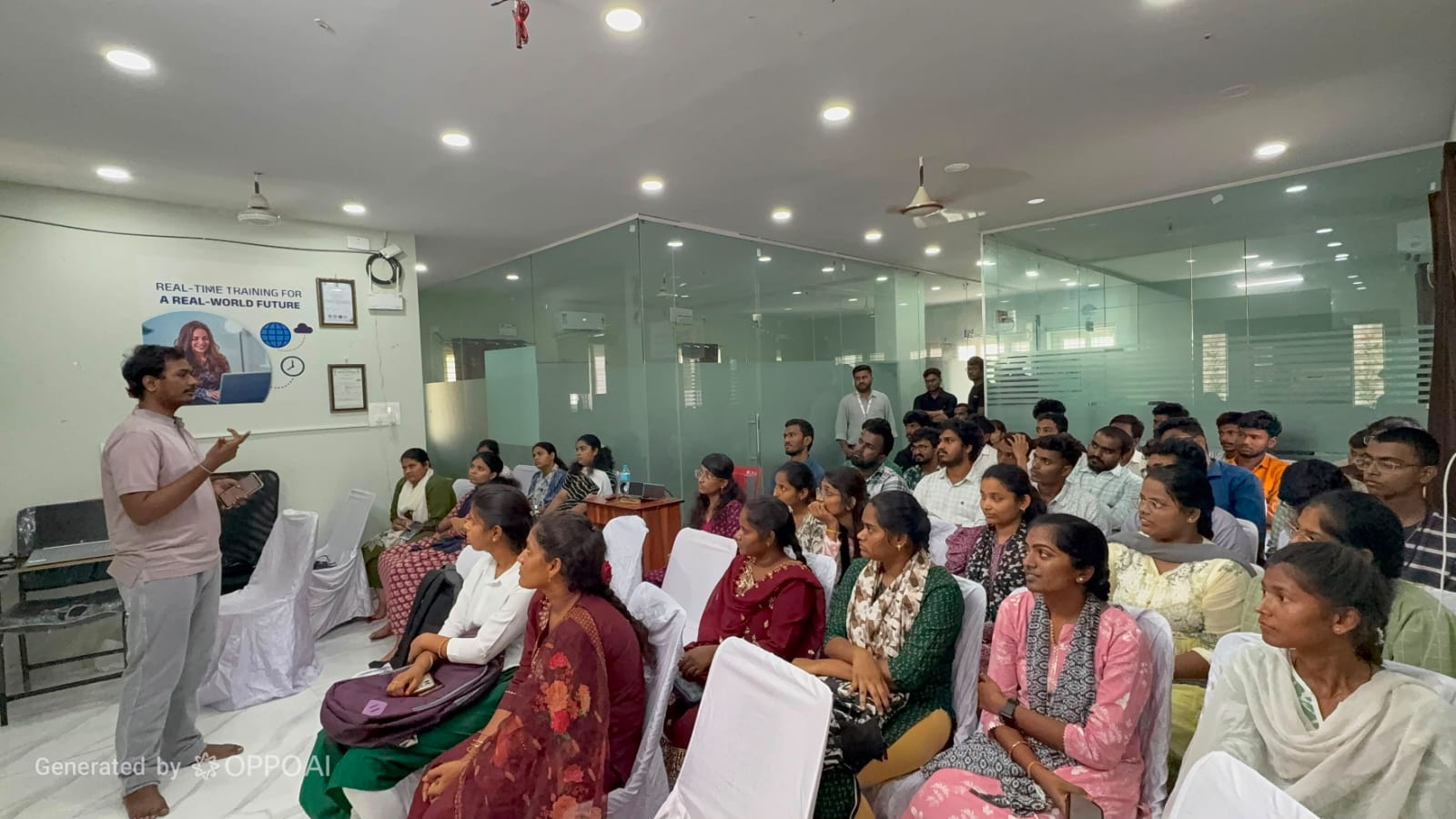Internship batch celebrating training completion with certificates
