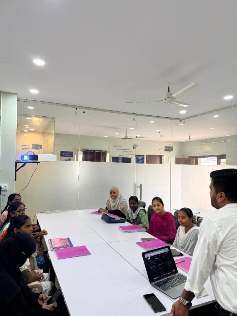 Internship group orientation around a conference table