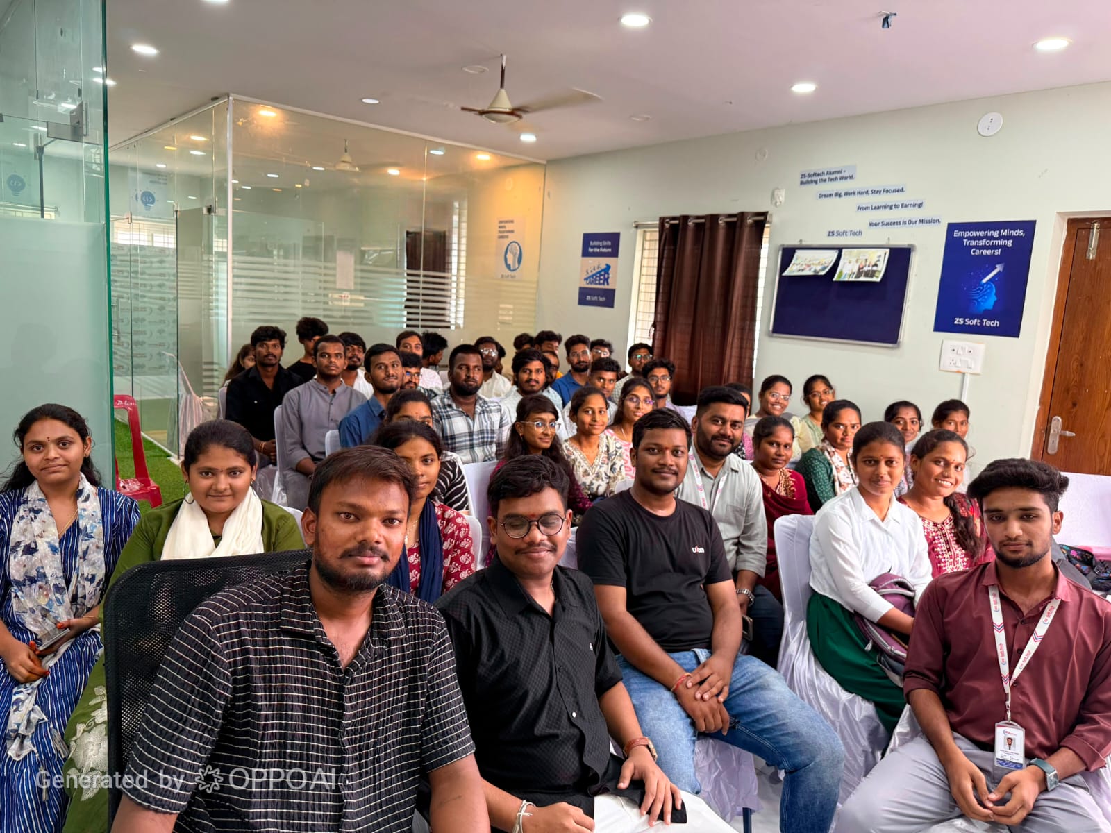 Large team and alumni group at training center